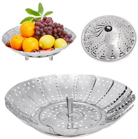 Minicoco Steamer Basket Stainless Steel Steamer Foldable Microwave Vegetable Steamer Dumpling Steamer Instant Pot Accessories Steamer Rack Steamer Basket (for Steamer)