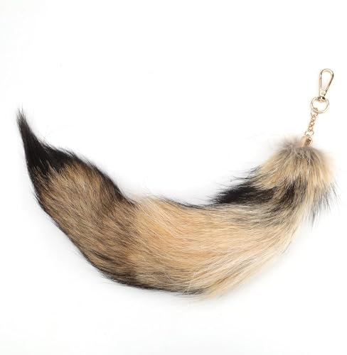 PARFCO Fuchsschwanz Anhänger, 40 cm Fuchsschwanz Schlüsselanhänger, Weich und Flauschig, mit Zinklegierung Schlüsselanhänger, für Requisiten, Taschen, Dekorationen