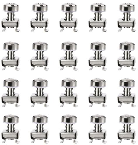 Dadi a Gabbia, Viti per Montaggio su Rack, 20x Viti e Dadi in Gabbia per Armadio Rack, Set di Viti con Gabbia M6, Dadi a Gabbia per Montaggio a Rack, Montaggio a Rack e Rondelle per Armadi