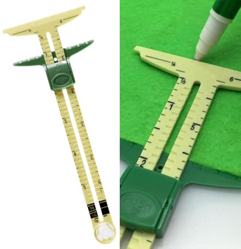 5 pcs 5-in-1 Measuring Tool Set with Sliding Gauge, Seam Allowance Ruler, Quilting Ruler, Handy Hem Gauge, Buttonhole Spacer, Circle and Triangle Measuring Tools for Sewing, Quilting, Knitting