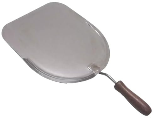 GREGORIOSTORE Pala per Pizza in Acciaio Inox, 30x33 cm, Manico Corto in Legno, per Forni a Legna, Made In Italy