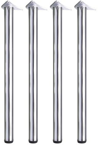 Set of 4 Adjustable Table Legs for Breakfast Bar or Worktop, Height Options 710/820/870/1100mm Steel Support for Kitchen Table Desk Furniture DIY (Chrome, 87cm)