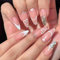 French False Nails - Long Almond Heart with Flashing Design French Fake Nails - Long Coffin Shaped Press on Nails - Ballerina Acrylic Stick on Nail 24pcs for Women and Girls
