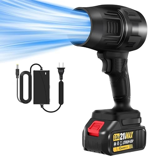 2025 Upgraded Portable Dust Blower|Leaf Blower Cordless with Battery|Adjustable Speed|Handheld Electric Air Duster|Dryer Air Jet Cleaner for Computer,House,Outdoor (Black 1 Battery)