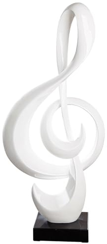 Casablanca Skulptur Notenschlüssel aus Kunstharz und Marmor - glänzend - Höhe 83cm - weiß - Musik