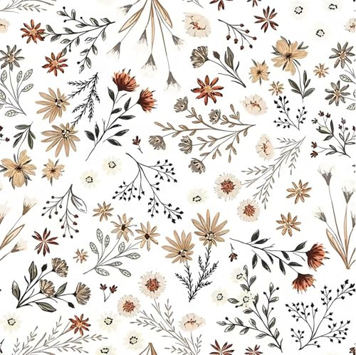Fiula Yellow Floral Peel and Stick Wallpaper, Self Adhesive Waterproof Vinyl Wallpaper 44cm x 300cm, Removable Contact Paper for Kitchen Cabinets, Cupboards & Living Room Walls