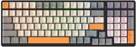 ELUPNMF K6 Wireless Bluetooth Gaming Mechanical Keyboard 100 modalità Swappable 3 Hot Compatibile con dispositivi per Tablet per Laptop per Computer(White Gray)
