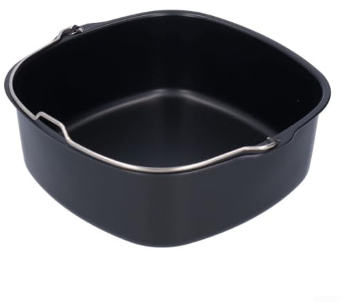 Carbon Steel Air Fryer Cake Pan 22cm Round Baking Tray with Handle for Muffins Brownies Loaf Tins Oven Use