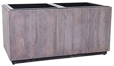 VIVANNO Pflanzkübel Pflanztrog Blumenkübel aus Recyclingholz 40x81x41,5 cm Hochbeet Antik Weiß