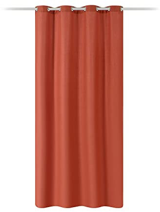 JEMIDI Vorhang Blickdicht 140x245cm - Gardine mit Ösen Anbringung - Ösenschal Dekoschal Leinen Optik - 100% Polyester für Wohnzimmer Schlafzimmer