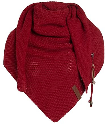 KNIT FACTORY - Dreiecksschal Coco - Damen Strickschal mit Wolle - Umschlagtuch für den Herbst und Winter - Winterschal - Dreieckstuch - Hochwertige Qualität - XXL Schal - 190 x 85 cm - Bordeaux