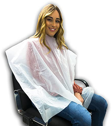 50 Professionelle Einweg-Umhänge für Farbstoffe aus Polyethylen HD Cm 86 x 110 Medical Sud, kinder umhang haare schneiden, haarfärbeschablone, blondierungspulver, friseurumhang bunt