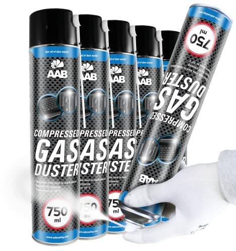 AAB Cooling Compressed Gas Duster 750ml - Conjunto de 5 - Spray de Hielo para Congelación de Tuberías, Spray para Congelar, Hielo Spray, Spray de Congelación, Spray de Enfriamiento