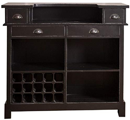 Casa Padrino Landhausstil Massivholz Barschrank mit 4 Schubladen & Weinflaschenhalter Antik Schwarz 120 x 51 x H. 107 cm - Landhausstil Möbel