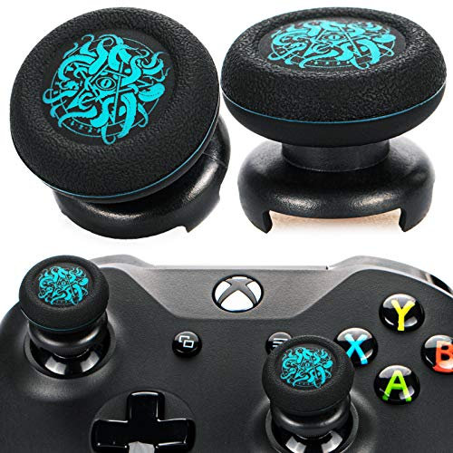 Playrealm FPS Thumbstick Extender & Drucken Gummi Silikon Griffabdeckung Thumb Grip Aufsätze 2 Sätze für Xbox Series X & Xbox One Controller(Tiefseetentakeln)