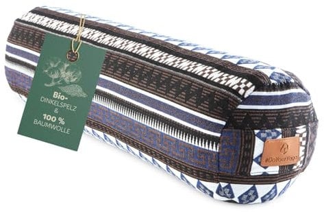 #DoYourYoga Zylinder Yogabolster mit Bio-Dinkelspelz (KBA), waschbarer Bezug aus 100% Baumwolle, 68cm x 22cm, Yogakissen Meditations- / Sitz- / Zafukissen für Yin Yoga - Style 11