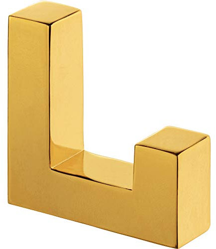 Gedotec Garderoben-Haken | 1 Stück - Huthaken eckig | TETRIS | Einzelhaken Messing poliert | Kleiderhaken 40 x 52 mm | Wand-Haken Garderobe unsichtbar | Design Mantelhaken inkl. Befestigungsmaterial