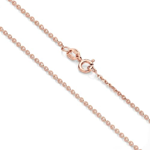 Aka Gioielli® - Chaîne Maille Forçat Limée 1.5mm Argent Sterling 925 Plaqué Or Rose - Collier Femme Argent Massif Longueur: 40 45 50 55 60 70 cm