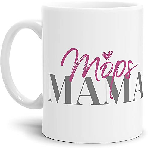 PfotenSchild Tasse für Hundebesitzer - Hunderassen Mama - Persönliche Geschenkidee - Hundetasse für Hundemamas Mops - 300 ml