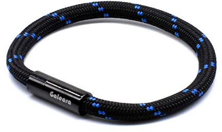 Bracciale in corda nautico intrecciata, colore: nero, da uomo e da donna, con chiusura magnetica,… (Riu Nero - Azurro, 205)