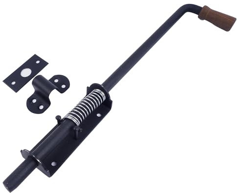 BAUSTER® Federriegel ⌀15mm 520mm Türriegel Bolzenriegel Schlossriegel Riegel Holzgriff Sperren Zusatzschloss Federriegel für Hauswirtschaftsräumen Türriegel