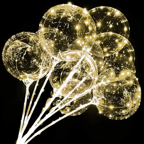Light Up Balloons 10 Packs Leuchtballons LED Fairy Lights Bobo Ballons mit 10ft Lichter Glow in the Dark Ballons für Geburtstag, Hochzeit Valentinstag Weihnachten Party Dekoration (Warm)