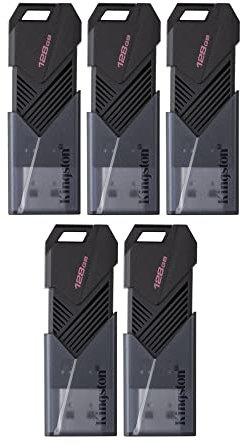 Kingston DataTraveler Exodia Onyx 128GB USB 3.2 Gen 1 Flash Drive with Moving Cap (Matte Black) (5-Pack)