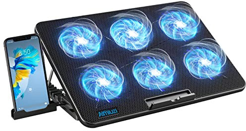 Laptop Cooling Pad, Gaming Laptop Cooler with 6 Quiet Fans, Laptop Fan Cooling Pad Fits 12-17 Inch Laptop, USB Port Powered, 7 Adjustable Height