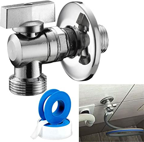 Parpyon® Rubinetto Lavatrice per Tubo Carico Scarico Lavastoviglie Sifone scarico Lavasciuga doppio, Curvetta, Raccordo 2 Vie (Rubinetto Lavatrice)