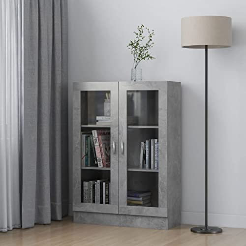 TALCUS Möbel mit Vitrin Schrank Beton grau 82,5x30,5x115 cm Engineered Wood