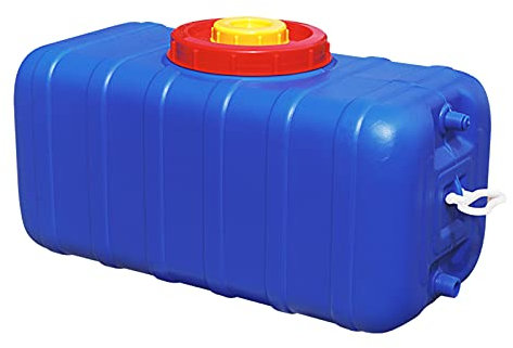 Jericane Eau 48 litres Qualité Alimentaire des Ménages Réservoir en Plastique Rectangulaire，Voyage Bidon d'eau Distributeur，Portable Grande Capacité Réservoir d'eau Citerne Eau De Pluie（Bleu）