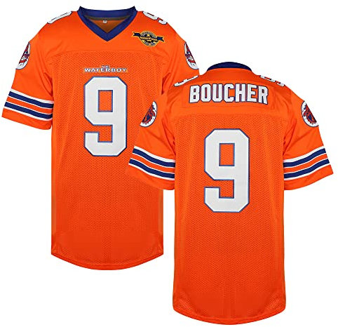 MESOSPERO Bobby Boucher Football Jersey 9 The Waterboy Adam Sandler Mud Dogs Bourbon Bowl Movie Jersey White Black Blue Orange S-3XL (Large, 9 Orange)