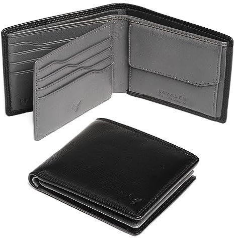 Lavalen Carteras para Hombre Piel – Hecha a Mano - Monedero Tarjetero Cuero - La Cartera Hombre Piel Genuina - Billeteras con RFID - Wallets for Men - Regalos Originales, Negro - Gris