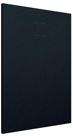 Piatto Doccia 80x110 cm Nero Effetto Pietra Rettangolare in SMC Riducibile Samos