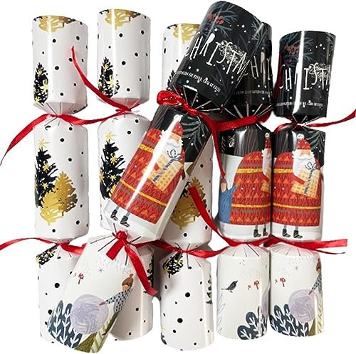 Volsha Knallbonbons für Weihnachten, 10 Hüte, 20 Saiten, 10 Knallbonbons für Weihnachten, Party, Spiel, festlich, saisonal, Weiß, 10 Stück
