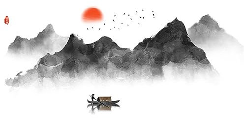 duoyif Wandtattoo Wohnzimmer Wandaufkleber Berge Silhouette Flüsse Vögel Mond Fischerboot Wandbild Wandsticker Für Sofa/Tv-Hintergrund Wand Büro 144 x 72 cm
