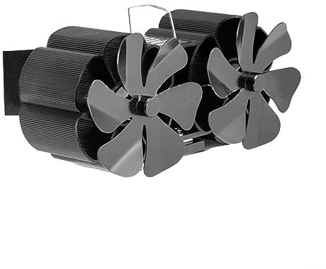 Für energiesparenden Ofenventilator, Kaminventilator, Doppelkopf, 12 Flügel, Ofenventilator, Wandmontage, ohne Stromversorgung