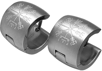 Kikuchi Ohrringe Titan Stäbchen Edelstahl Klapp Creolen 10mm Extra-Breit Silber Matt Vegvísir ERTS031