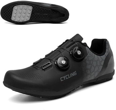 PENXZT Herren Womens Road Cycling Schuhe atmungsaktive Nicht-Rutsch-Mountainbike-Schuhschuhe Flat Pedal Bying Trainer Clipless Bike Sneakers,Schwarz,42 EU