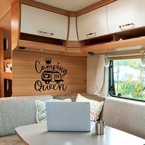 GRAZDesign Wandtattoo Sprüche Camping Queen, Camper, Wohnmobil Reise für Wohnzimmer, Flur, Innen und Außen - 41x40cm / türkis