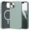 SURPHY für iPhone 13 Silokon Leder Hülle 6,1 für MagSafe, Handyhülle iPhone 13 Case, iPhone 13 Dünne Schutzhülle (mit Mikrofaserfutter), Mintgrün