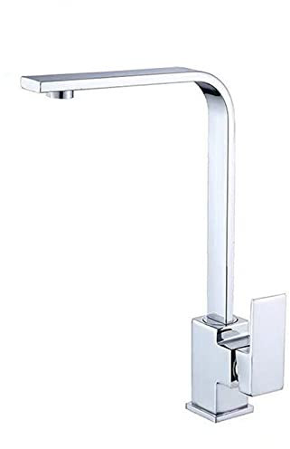 Rubinetto Cucina Girevole, Rubinetto Miscelatore Acqua Calda E Fredda Monocomando Monocomando Quadrato, Cucina Lavaggio Verdure Pentole Rubinetto Lavello, Cromo Lucido