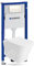 GEBERIT Duofix Basic Vorwandelement + Wand Tiefspül WC Maio Weiß Spülrandlos + WC Sitz + Bedienplatte Delta 25 Weißer Knopf Komplettset Unterputz Spülkasten Toilette Komplett Sett WC