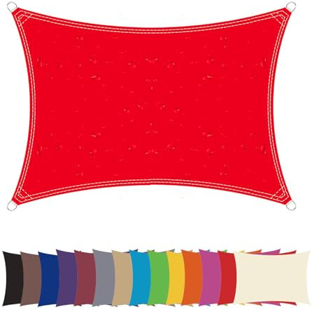Ygann Sonnensegel Sonnenschutz Sonnendach Balkon Wetterschutz wasserabweisend Winddicht PES 420D 96% UV-Schutz für Garten Outdoor Viereck Rechteck Quadrat Rot,1.6x3.4m