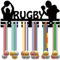 CREATCABIN Porte-Médaille Rugby,Présentoir pour Médailles Sport,Cadre en Acrylique,Décoration Murale,Petits Crochets pour Suspendre 40+ médailles Joueur,Récompenses D'Athlète Médaillé 29x13cm,Noir