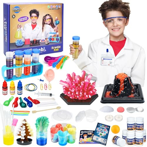 STEM Wissenschaft Kits für Kinder - 56 Wissenschaft Labor Experimente für Jugendliche Alter 8+ Vulkan Kristall Wachsen Chemie Projekte, Spielzeug Spiel für Jungen & Mädchen Geburtstag Geschenke