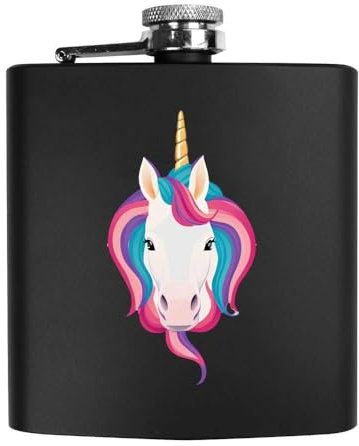 6oz (170ml) 'Rainbow Unicorn Face' Pocket Hip Flask (HP00029063)
