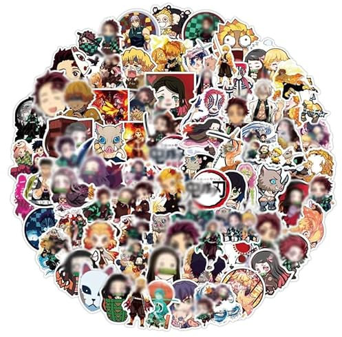 Yoimckay 100 Stück Aufkleber Set, Kamado Tanjirou Nezuko Zenitsu Mitsuri Anime Manga Elemente Aufkleber, Stickers für Laptop Skateboard Koffer Helm Motorrad Auto Fahrrad Handy für Kinder Teens Junge
