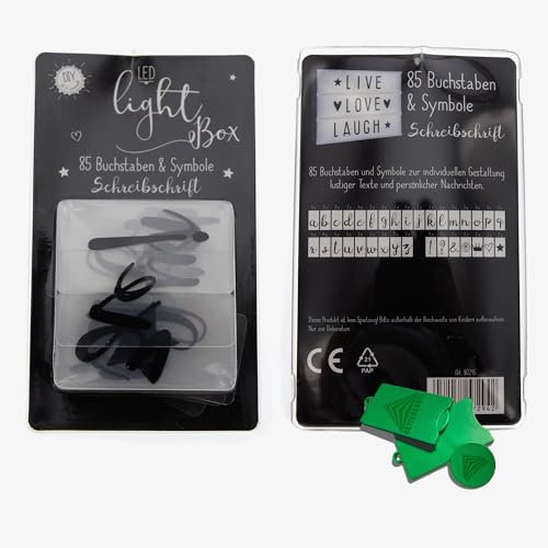 AKTIVHANDEL LED Light Box Buchstaben und Symbole in Schreibschrift, Leuchtbox Buchstaben, 85 Stück, schwarz, inkl. Einkaufswagenchip