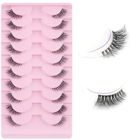 Oreola demi faux Cils aspect naturel œil de chat avec bande transparente Cils d'angle Cils 3/4 vaporeux Faux cils transparents réutilisables